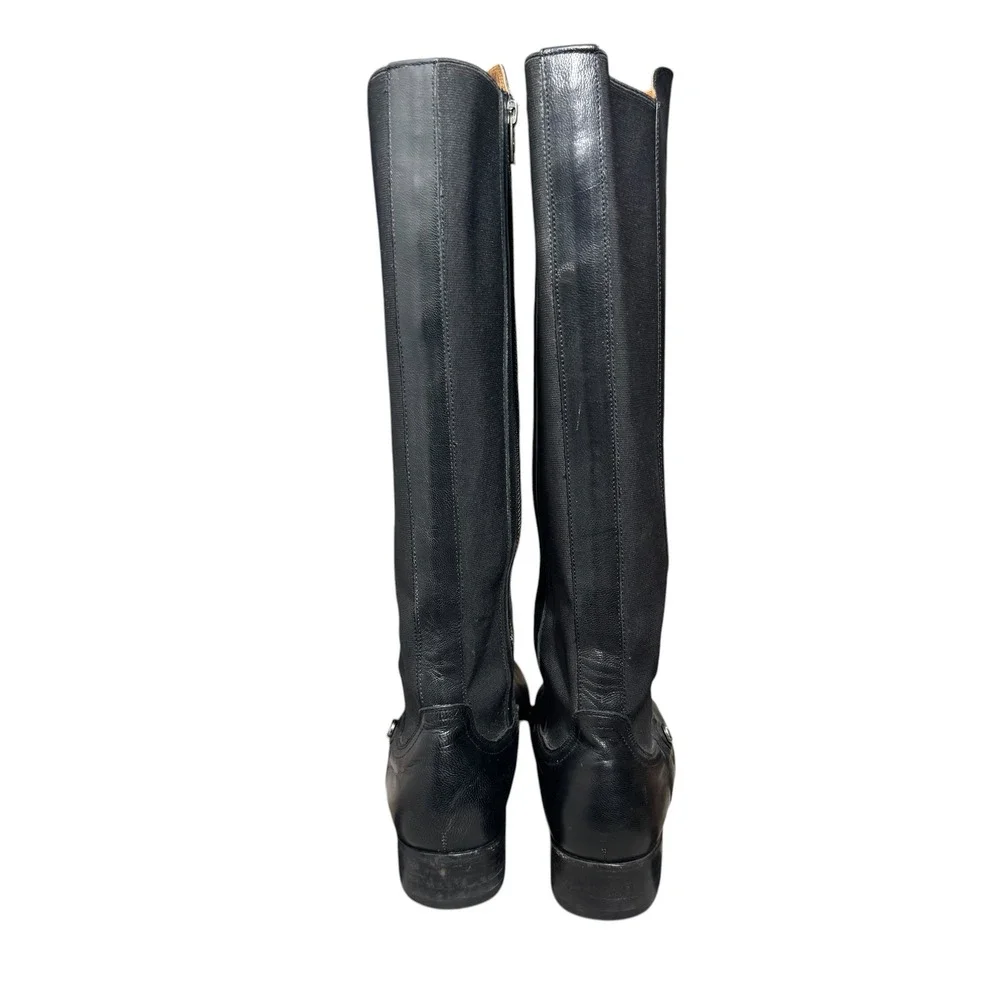 Frye Melissa Tall Back Zip Black Leather Riding Boots Equestrian Women 10B